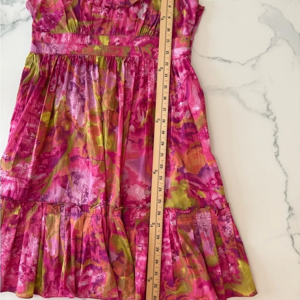 Floral Pink and Green Fit and Flare Sundress 6P